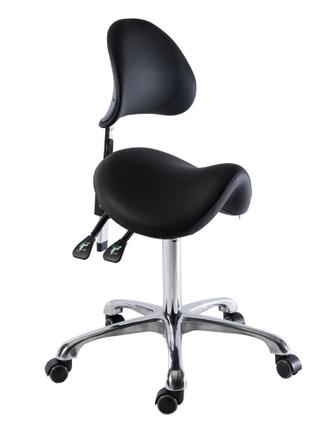 Стул-седло для мастера Mizomed MZ 1025A на колесиках, со спинкой, черный