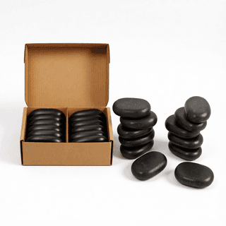 Набор массажных камней для стоун терапии из базальта Mizomed HMT12 (6,7х4,7х1,7 см, 12 шт.)