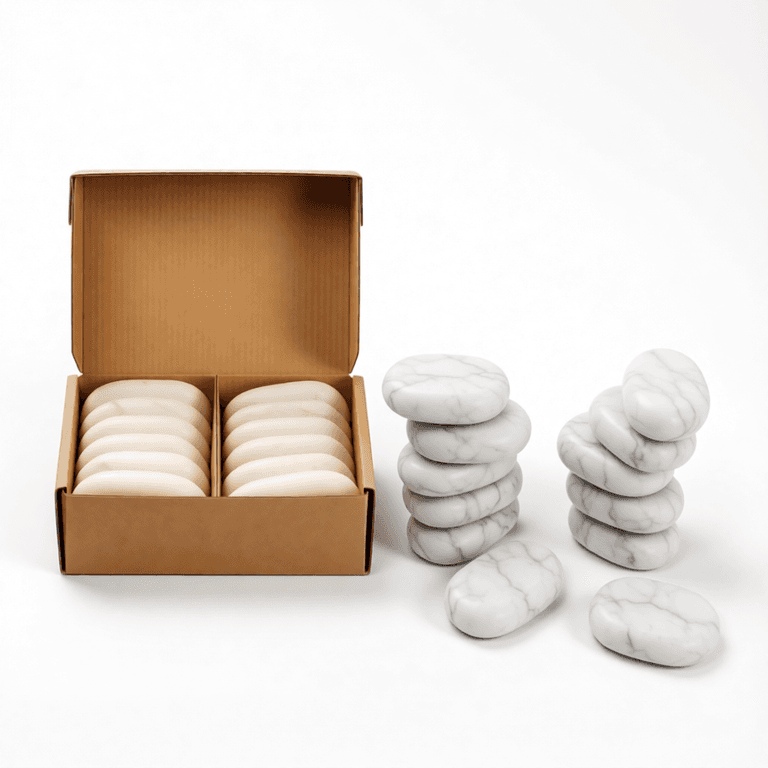 Набор массажных камней для стоун терапии из мрамора Mizomed HML12 (7,5х5,5x1,5 cм, 12 шт.)