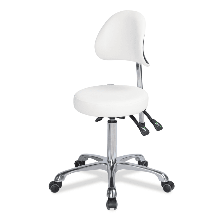 Стул мастера Mizomed MZ 1025B на колесиках, со спинкой, белый