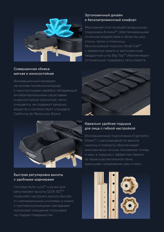 Массажный стол стационарный Master AirMaster Airwave, с воздушным массажем, черный