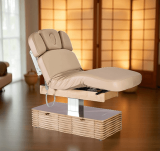 Электрический стационарный массажный стол Mizomed NESS-C Salon-Oak c электроприводом мокко бежевый