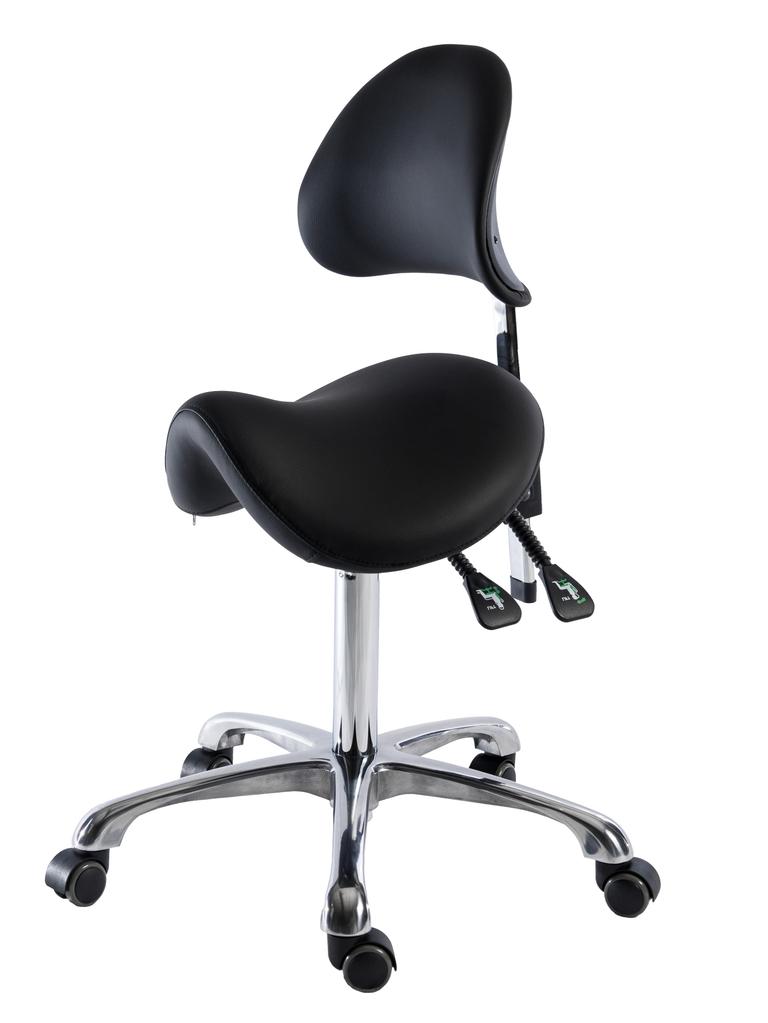 Стул-седло для мастера Mizomed MZ 1025A на колесиках, со спинкой, черный