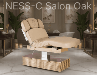 Электрический стационарный массажный стол Mizomed NESS-C Salon-Oak c электроприводом мокко бежевый