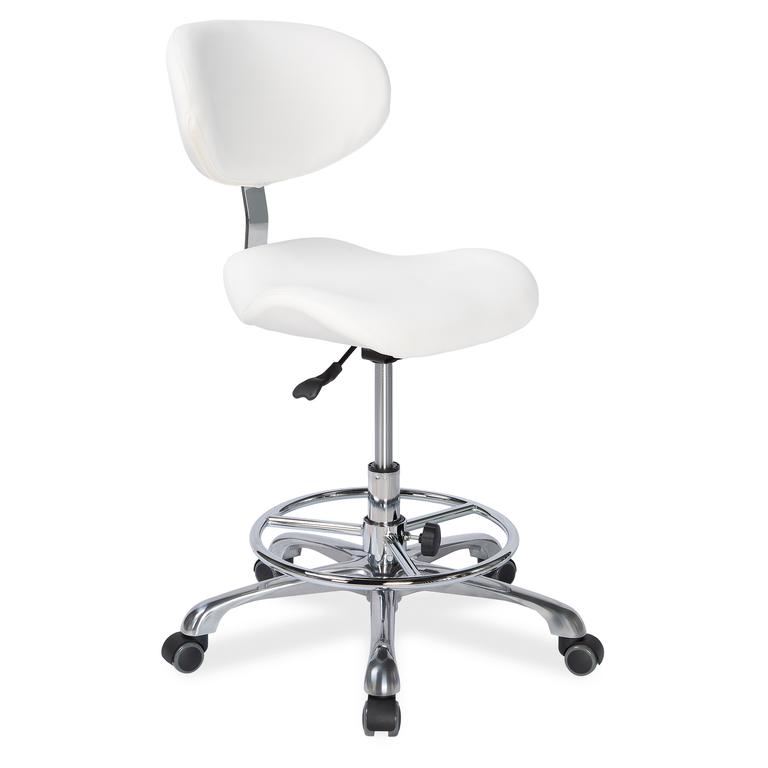 Стул мастера Mizomed MZ 1026DB2 на колесиках, со спинкой, белый