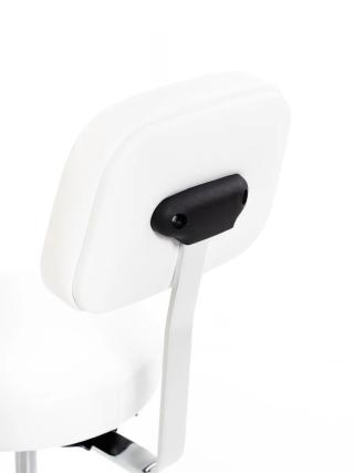 Стул мастера ПРИЗМА высокий, на колесиках, со спинкой, белый