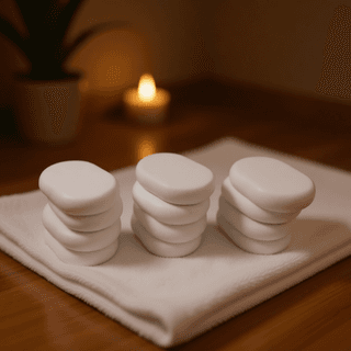 Набор массажных камней для стоун терапии из мрамора Mizomed HML12 (7,5х5,5x1,5 cм, 12 шт.)