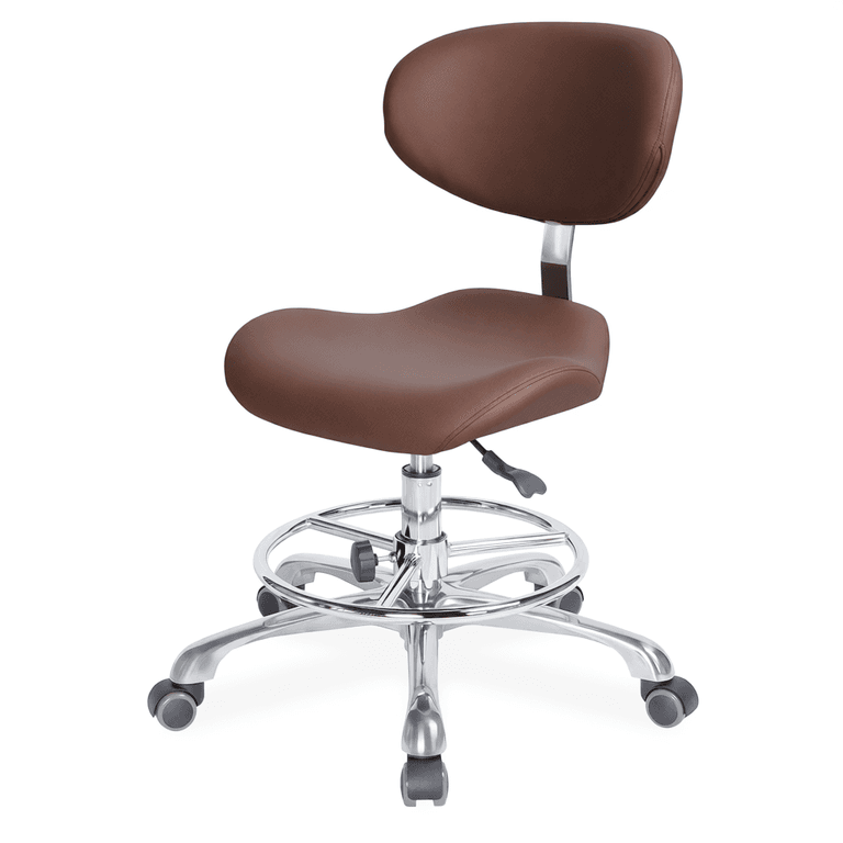 Стул мастера Mizomed MZ 1026DB2 на колесиках, со спинкой, коричневый