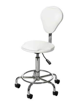 Стул мастера С-10 высокий, на колесиках, со спинкой, белый, хром