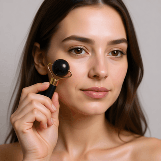 Массажный набор гуаша: 2 роллера (ролика) и скребок для лица из кварца Mizomed Trinity Harmony 3 в 1 черный