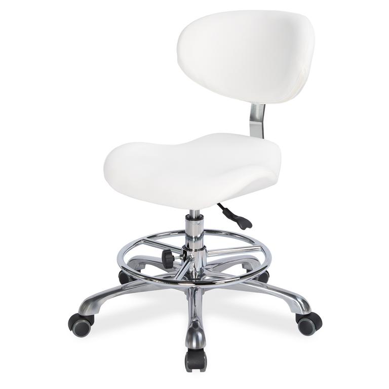 Стул мастера Mizomed MZ 1026DB2 на колесиках, со спинкой, белый