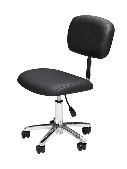 Стул мастера ДЖОЙ на колесиках, со спинкой, черный, хром