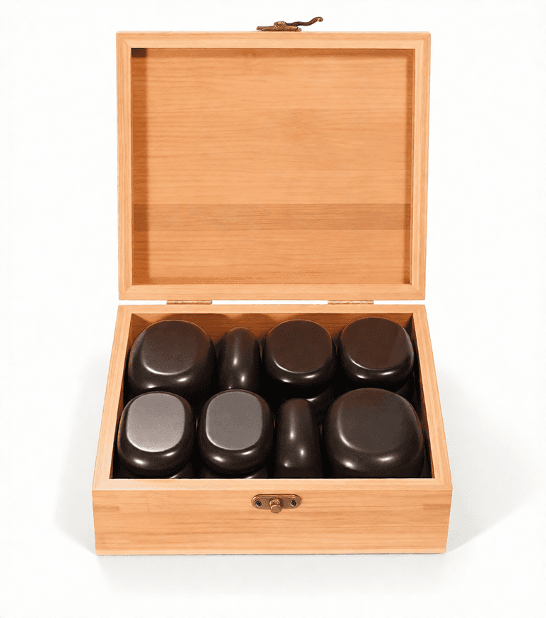 Набор массажных камней для стоун терапии из базальта Хитэк 18 шт.