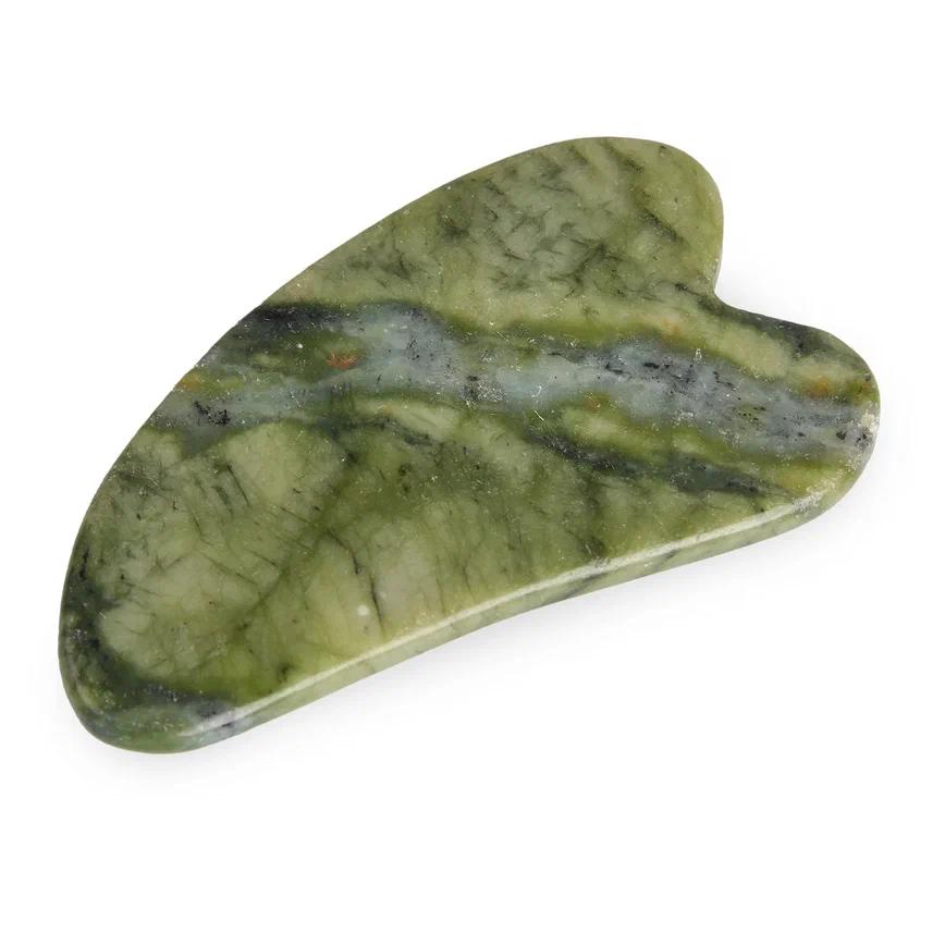 Скребок гуаша для лица из натурального нефрита зеленый Mizomed Jade Essence