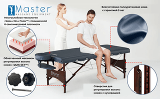 Массажный стол складной Master NewPort, Royal Blue