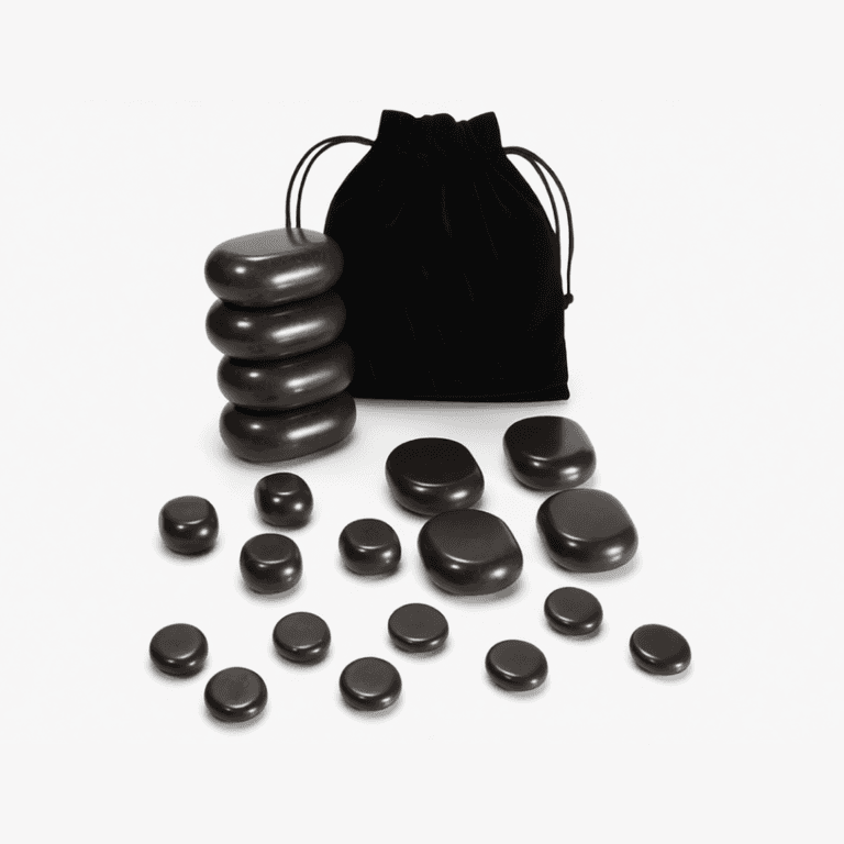 Набор массажных камней для стоун терапии из базальта Mizomed H20TC в мешочке 20 шт.