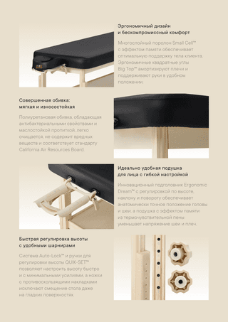 Массажный стол стационарный Master Harvey Comfort, черный