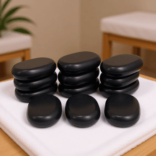 Набор массажных камней для стоун терапии из базальта Mizomed HMT12 (6,7х4,7х1,7 см, 12 шт.)