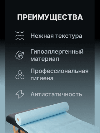 Одноразовые простыни в рулоне PLATINUM, 200x80 см, 20 г/кв.м, 75 шт, голубой