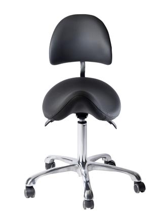 Стул-седло для мастера Mizomed MZ 1025A на колесиках, со спинкой, черный