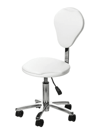 Стул мастера С-10 низкий, на колесиках, со спинкой, белый, хром