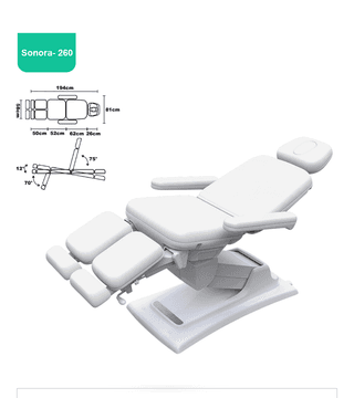 Стол массажный электрический Mizomed Sonora 260 с электроприводом, 3 мотора, белый