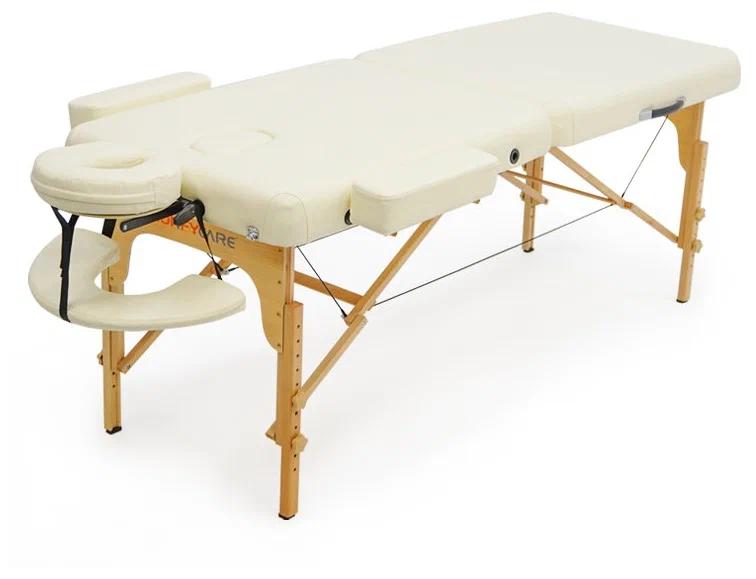 Массажный стол складной MET Comfort PRO 02, 2-х секционный, бук, кремовый