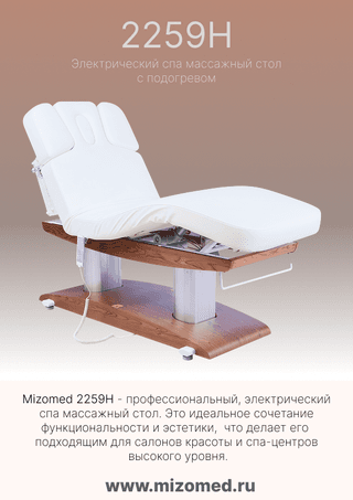 Массажный стационарный стол Mizomed MZ 2259H, с подогревом, коричневый