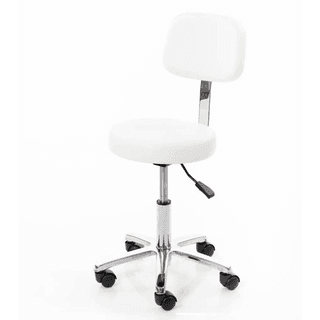 Стул мастера ПРИЗМА высокий, на колесиках, со спинкой, белый