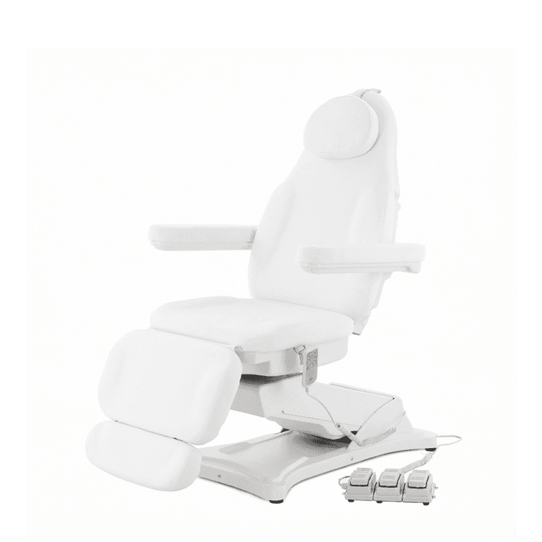Косметологическое кресло электрическое 3 мотора Med-Mos ММКК-3 КО177DP-00 с РУ, Белый с педалями