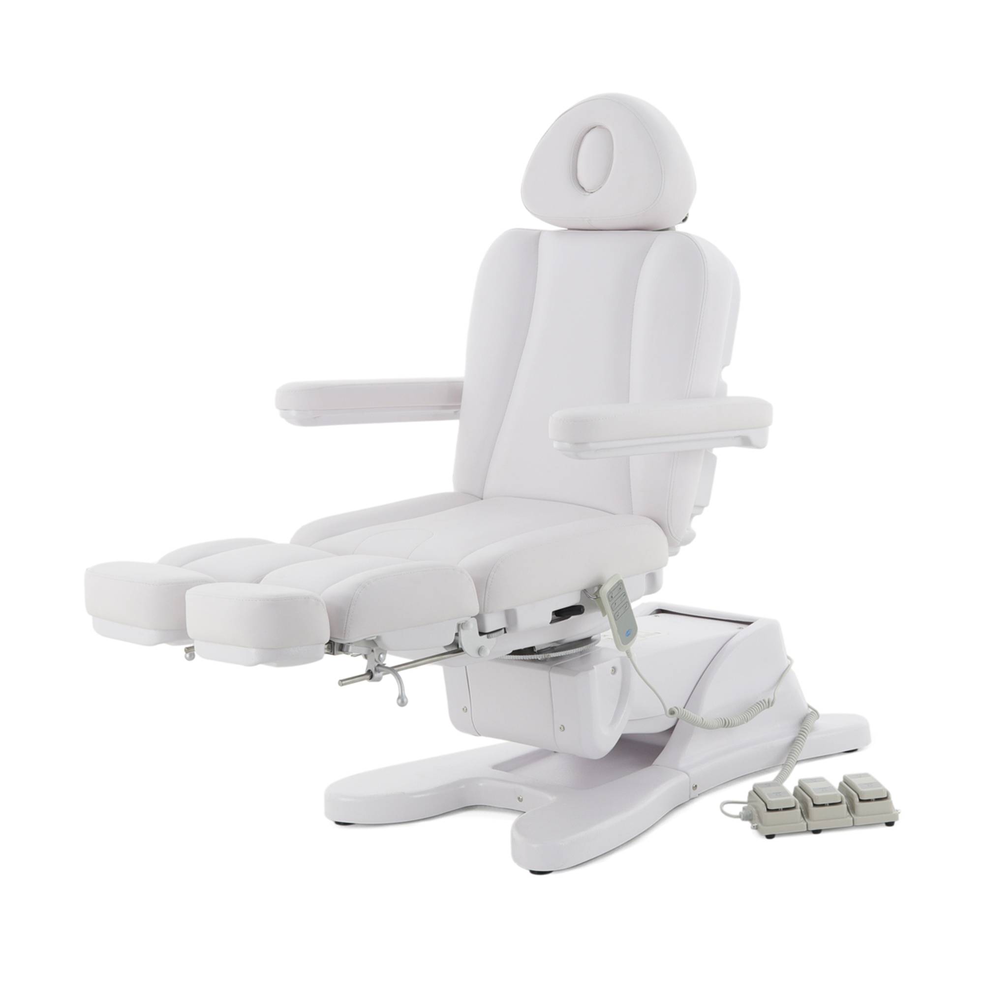 Педикюрное кресло электрическое 3 мотора Med-Mos ММКП-3 КО-196DP-00 с РУ БЕЛЫЙ с ножными педалями - 5 