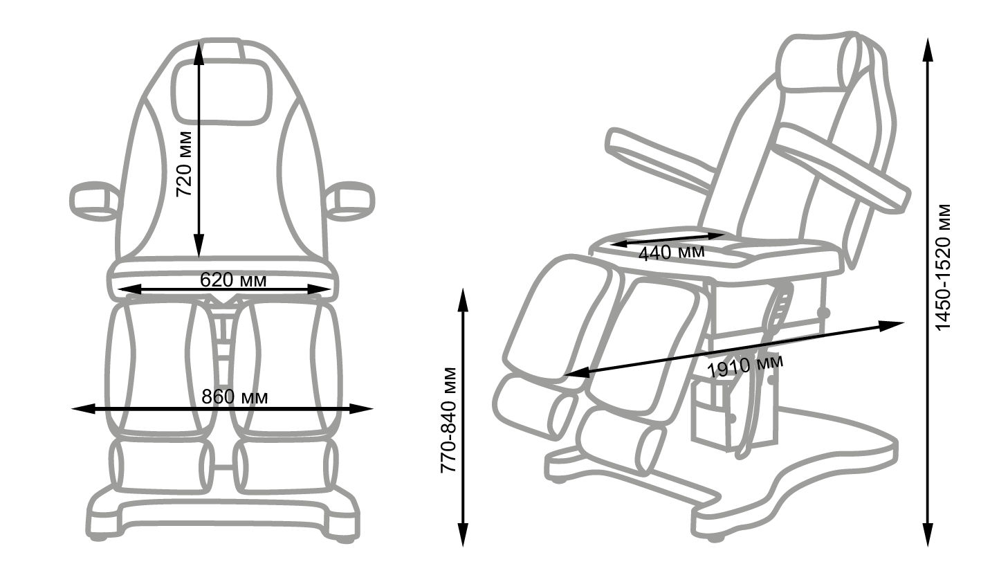 Педикюрное кресло Элегия-3В (ШАРМ-03), 3 мотора