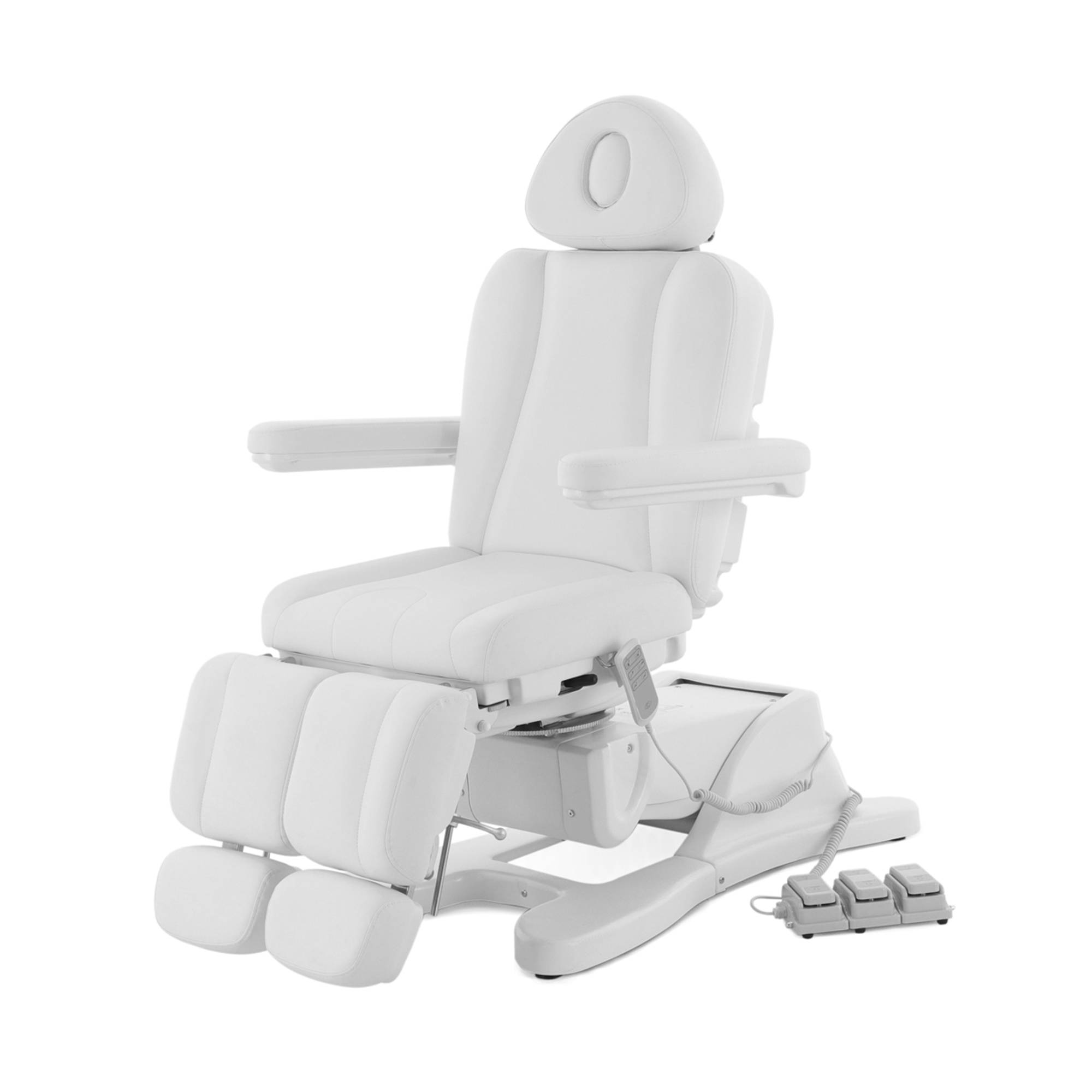 Педикюрное кресло электрическое 3 мотора Med-Mos ММКП-3 КО-196DP-00 с РУ БЕЛЫЙ с ножными педалями - 2 