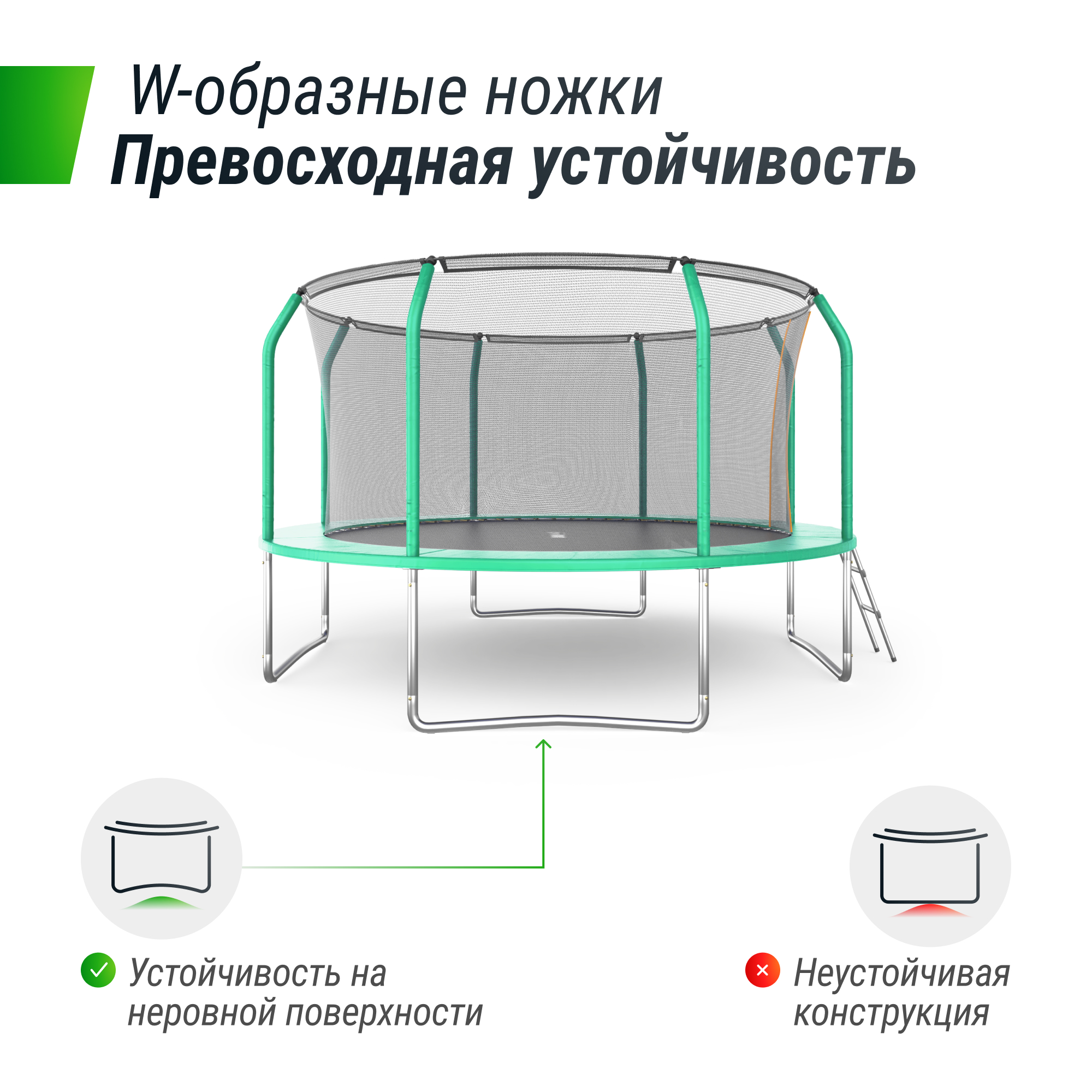 Батут UNIX Line SUPREME BASIC 12 ft (green) - 4 