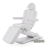 Косметологическое кресло электрическое 4 мотора Med-Mos ММКК-4 (KO-185DP) с РУ, Белый с педалями